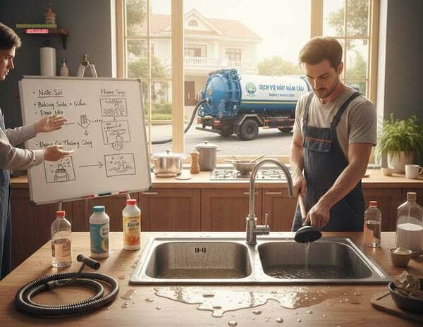 10 Cách thông tắc chậu rửa bát bị nghẹt dầu mỡ không cần thợ hỗ trợ