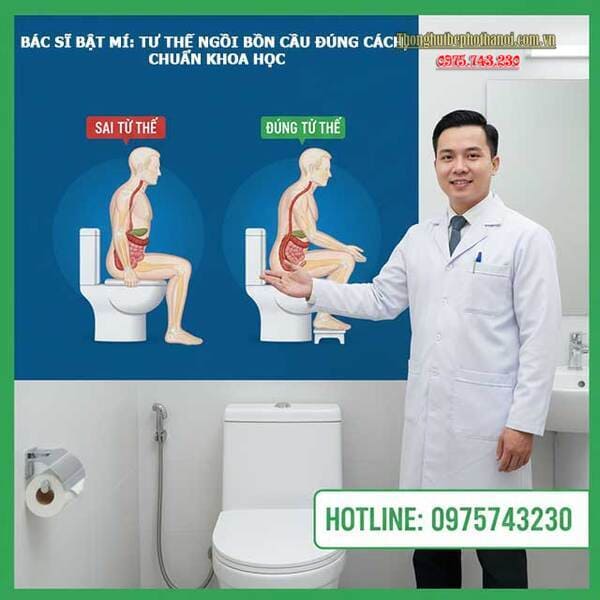 Bác sĩ bật mí tư thế ngồi bồn cầu đúng cách, chuẩn khoa học