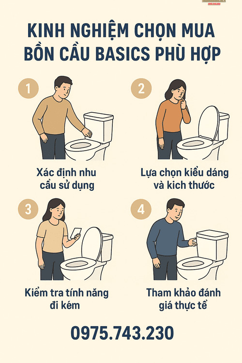 Kinh nghiệm chọn mua bồn cầu Basics phù hợp