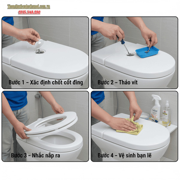 Hướng dẫn cách tháo nắp bồn cầu American Standard chi tiết cho 4 loại phổ biến