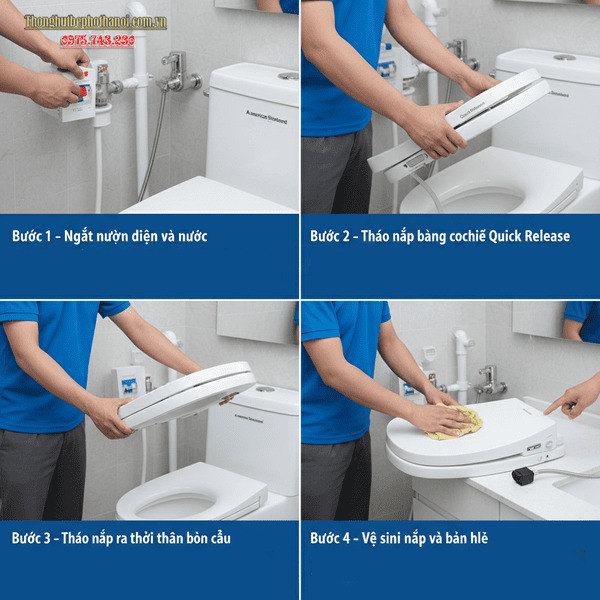 Hướng dẫn cách tháo nắp bồn cầu American Standard chi tiết cho 4 loại phổ biến4