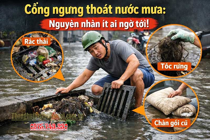 Tác hại khi cống ngưng thoát nước mưa không được xử lý