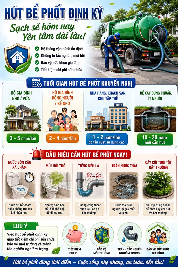 Bao lâu thì phải hút bể phốt 1 lần?