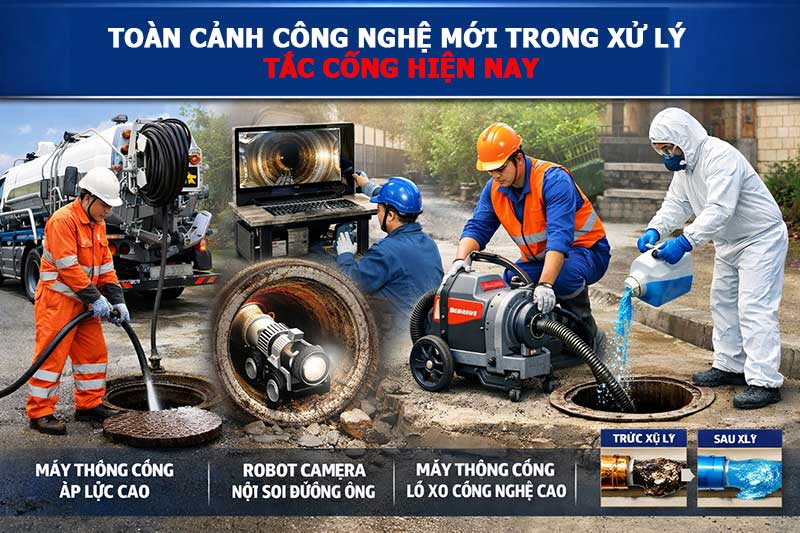 Các công nghệ mới trong xử lý tắc cống phổ biến hiện nay