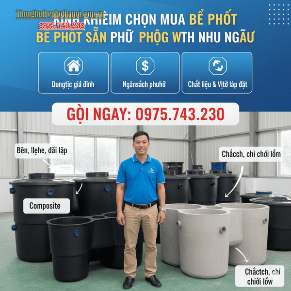 Kinh nghiệm chọn mua bể phốt làm sẵn phù hợp với nhu cầu